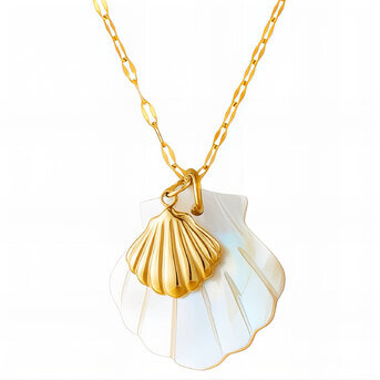 "Seashells" Necklace, 18K Gold Plated Steel