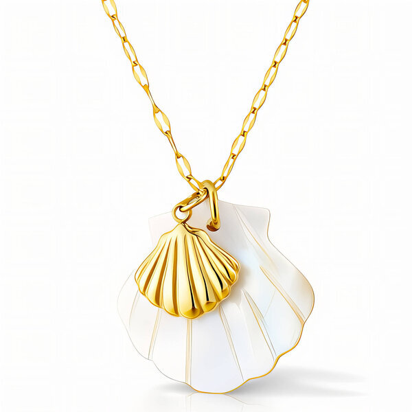 "Seashells" Necklace, 18K Gold Plated Steel