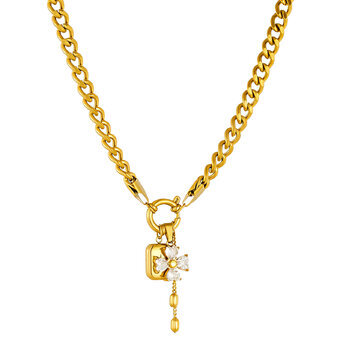 "Flower" Necklace, 18K Gold Plated Steel