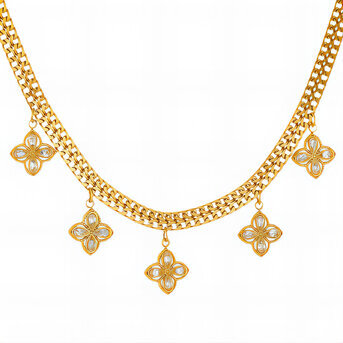 "Flower Meadow" Necklace, 18K Gold Plated Steel