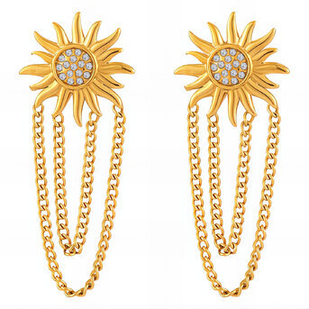 "Suns" Earrings, 18K Gold Plated Steel