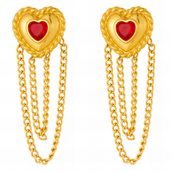"Hearts" Earrings, 18K Gold Plated Steel