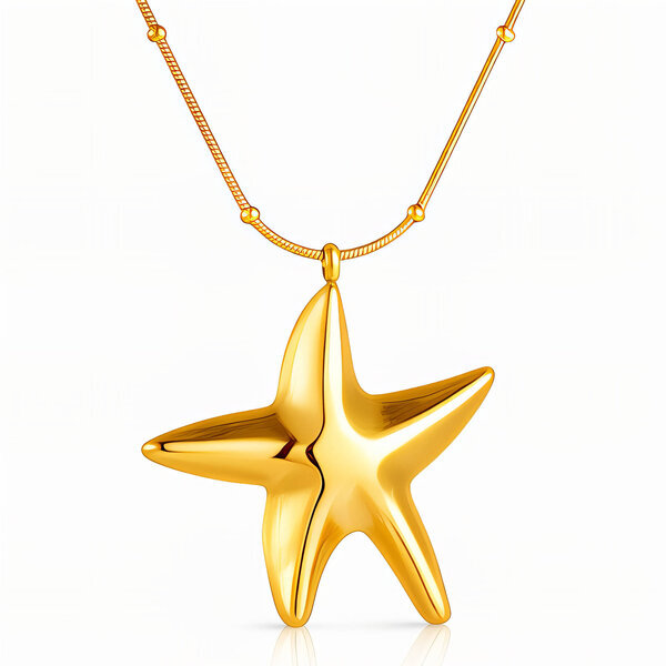 "Starfish" Necklace, 18K Gold Plated Steel