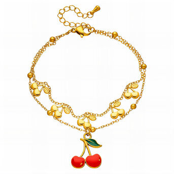 "Cherry" Bracelet, 18K Gold Plated Steel