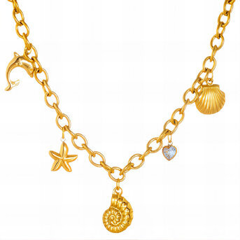 "Seashells" Necklace, 18K Gold Plated Steel