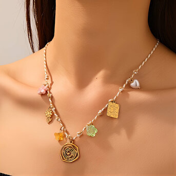 Necklace, 18K Gold Plated Steel