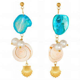 "Seashells" Earrings, 18K Gold Plated Steel