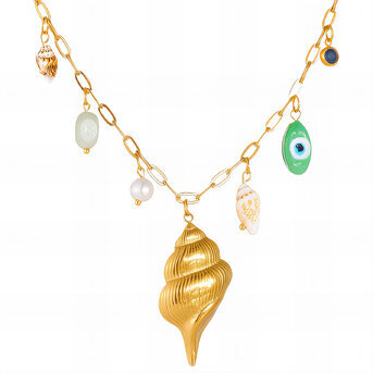 "Seashells" Necklace, 18K Gold Plated Steel