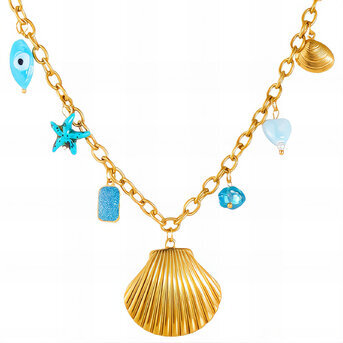 "Seashells" Necklace, 18K Gold Plated Steel