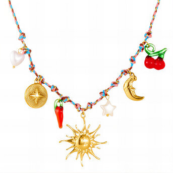"Sun" Necklace, 18K Gold Plated Steel