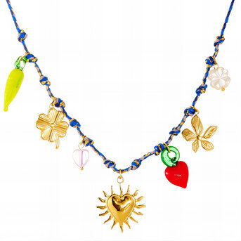 "Hearts" Necklace, 18K Gold Plated Steel