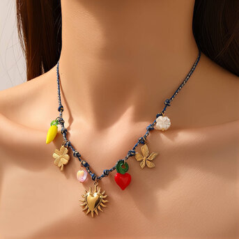 "Hearts" Necklace, 18K Gold Plated Steel