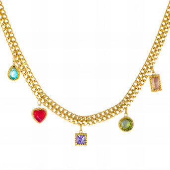 Necklace, 18K Gold Plated Steel