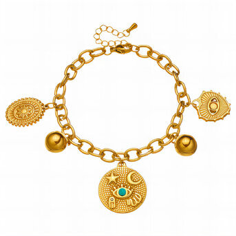 "Evil eyes" Bracelet, 18K Gold Plated Steel