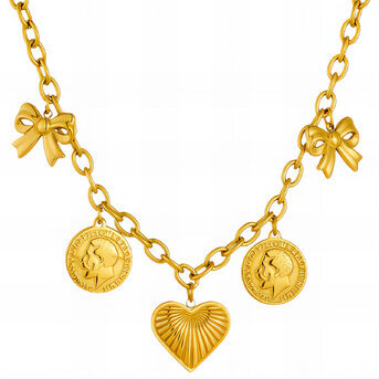 "Heart" Necklace, 18K Gold Plated Steel
