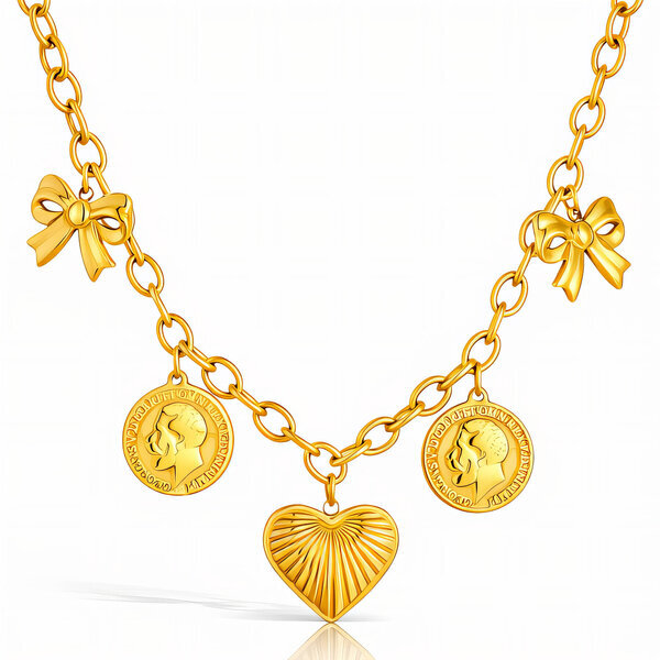 "Heart" Necklace, 18K Gold Plated Steel