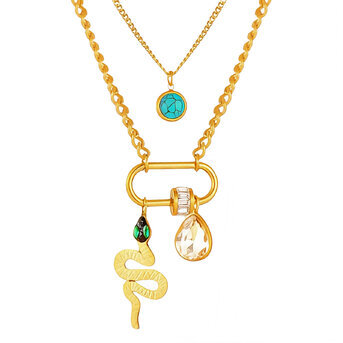 "Snake" Necklace, 18K Gold Plated Steel