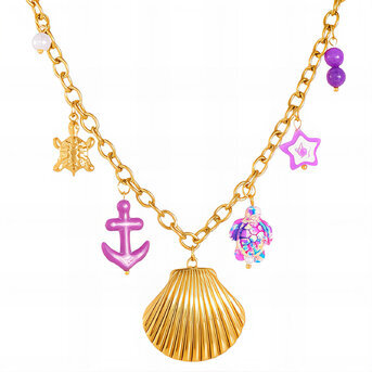 "Seashell" Necklace, 18K Gold Plated Steel