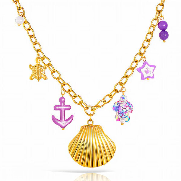 "Seashell" Necklace, 18K Gold Plated Steel