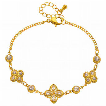 "Flowers" Bracelet, 18K Gold Plated Steel