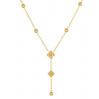 "Flowers" Necklace, 18K Gold Plated Steel