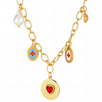 "Heart" Necklace, 18K Gold Plated Steel