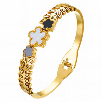 "Flowers" Bracelet, 18K Gold Plated Steel