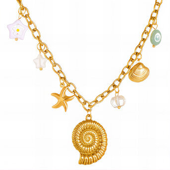 "Seashells" Necklace, 18K Gold Plated Steel