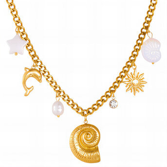 "Seashells" Necklace, 18K Gold Plated Steel