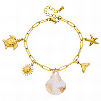 "Seashell" Bracelet, 18K Gold Plated Steel