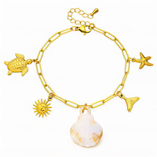 "Seashell" Bracelet, 18K Gold Plated Steel