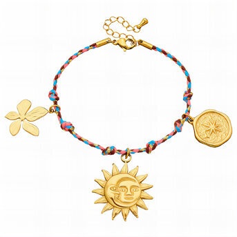 "Sun" Bracelet, 18K Gold Plated Steel