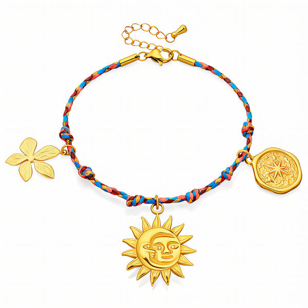 "Sun" Bracelet, 18K Gold Plated Steel
