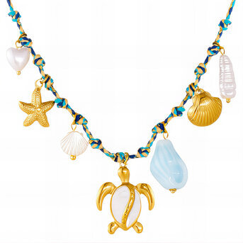 "Turtle" Necklace, 18K Gold Plated Steel