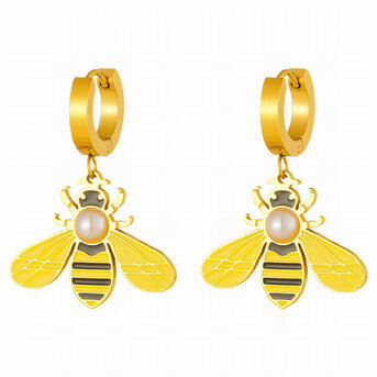 "Bees" Earrings, 18K Gold Plated Steel