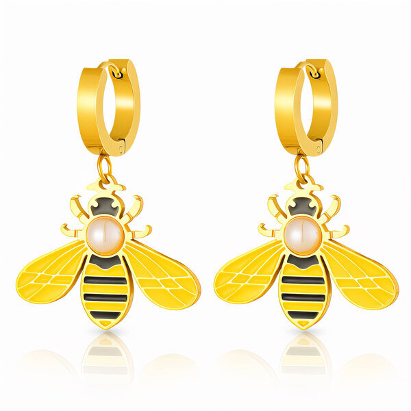 "Bees" Earrings, 18K Gold Plated Steel