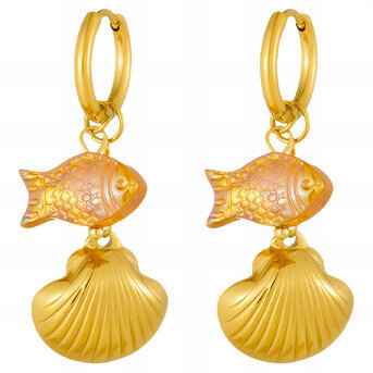 "Seashell" Earrings, 18K Gold Plated Steel