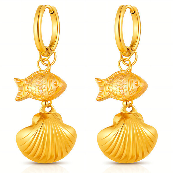 "Seashell" Earrings, 18K Gold Plated Steel