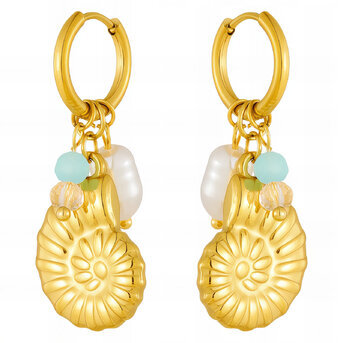 "Seashells" Earrings, 18K Gold Plated Steel