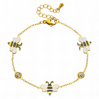 "Bees" Bracelet, 18K Gold Plated Steel