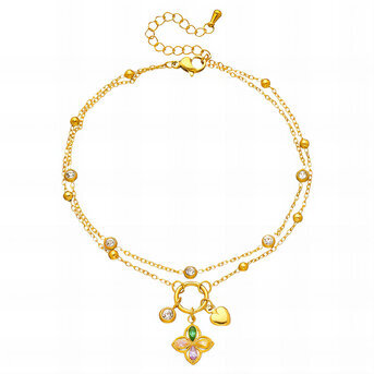 "Flower" Anklet, 18K Gold Plated Steel
