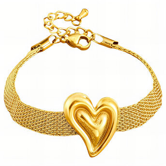 "Heart" Bracelet, 18K Gold Plated Steel