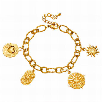 "Suns" Bracelet, 18K Gold Plated Steel