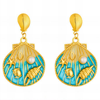 "Seashells" Earrings, 18K Gold Plated Steel