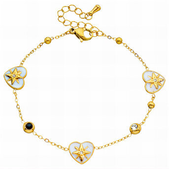 "Hearts" Bracelet, 18K Gold Plated Steel