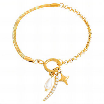 "Star" Bracelet, 18K Gold Plated Steel