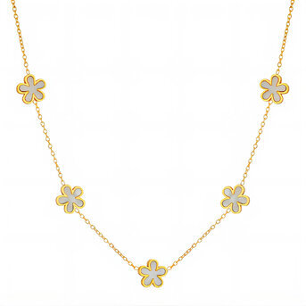 "Flower Meadow" Necklace, 18K Gold Plated Steel