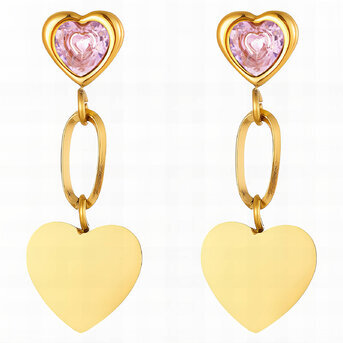 "Hearts" Earrings, 18K Gold Plated Steel