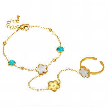 "Flowers" Bracelet, 18K Gold Plated Steel