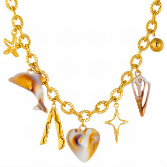 "Heart" Necklace, 18K Gold Plated Steel